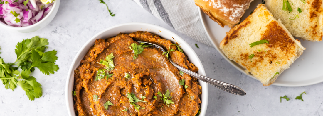 Pav Bhaji: Bold, spiced veggie mash. Comfort food without the mystery ingredients.