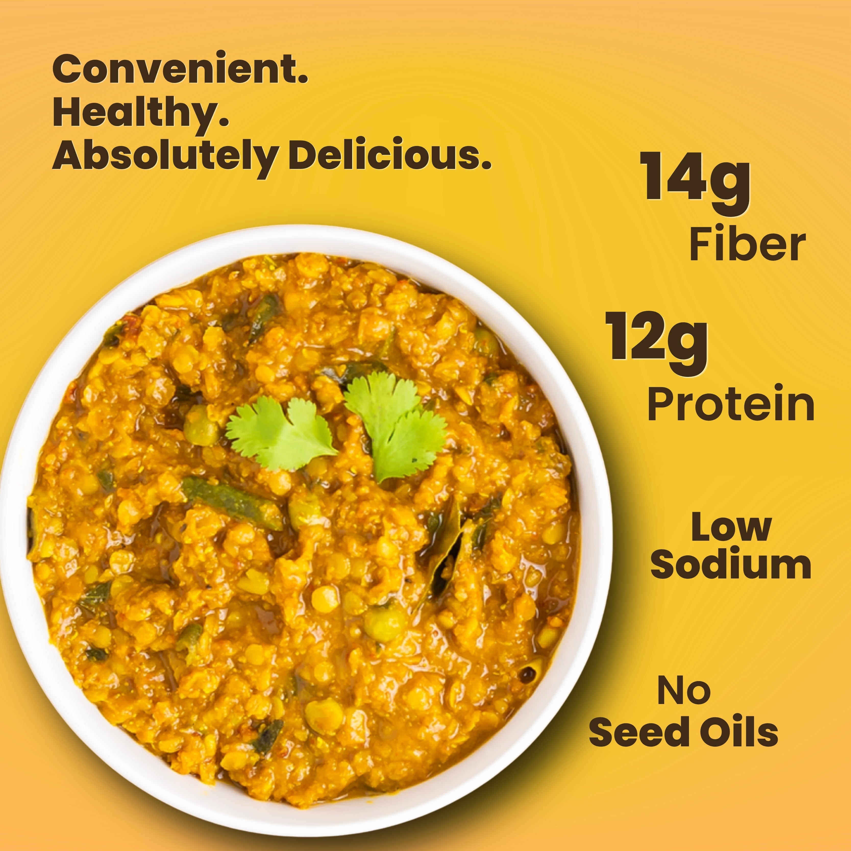  bowl of food with nutritional information on a yellow background