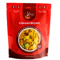 Red package of Kay's Curries Chicken Biryani on a white background