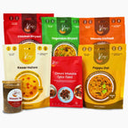 Kay's Curries Complete Collection with Chicken Biryani, Vegetable Biryani, Masala Kichadi, Pappu Dal, Kesar Halwa, Omni-Masala and Masala Tea