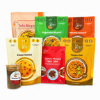 Kay's Curries Complete Collection with Tofu Biryani, Vegetable Biryani, Masala Kichadi, Pappu Dal, Kesar Halwa, Omni-Masala and Masala Tea