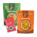 Kay’s Curries Weeknight Duo meal kit box with Vegetable Biryani, Masala Kichadi and Omni-Masala spice blend pouches